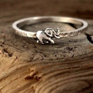 Hammered Trunk up LUCKY Elephant Rings